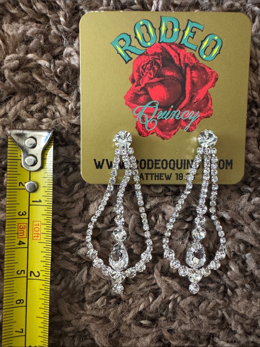 Rodeo Quincy Clear Crystal Teardrop Dangle Earrings